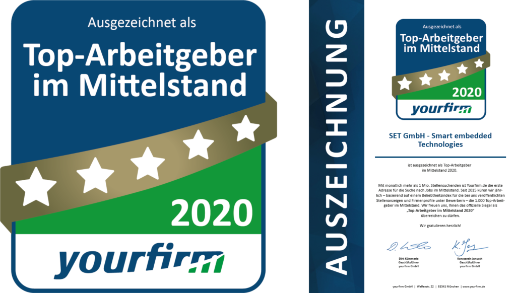 Auzeichnung SET Top-Arbeitgeber 2020